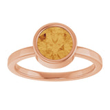 14K Gold Round Natural Citrine Bezel-Set Solitaire Ring - Rose Gold - view 3