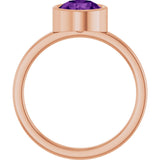 14K Gold Round Natural Amethyst Bezel-Set Solitaire Ring - Rose Gold - view 2