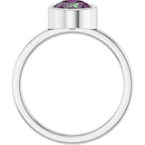 14K Gold Round Lab-Grown Alexandrite Bezel-Set Solitaire Ring - White Gold - view 2