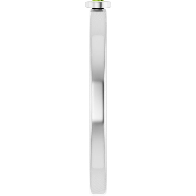 14K Gold Round Natural Peridot Bezel-Set Solitaire Ring - White Gold - view 4