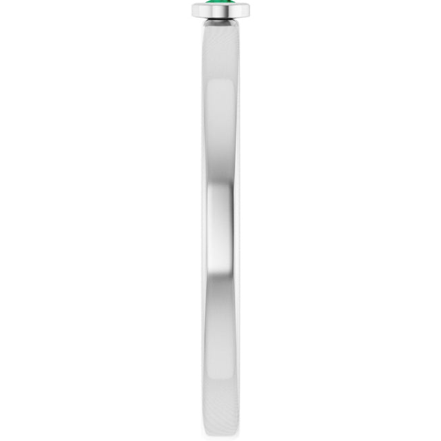 14K Gold Round Lab-Grown Emerald Bezel-Set Solitaire Ring - White Gold - view 4
