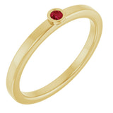 14K Gold Round Natural Ruby Bezel-Set Solitaire Ring - Yellow Gold
