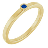 14K Gold Round Natural Blue Sapphire Bezel-Set Solitaire Ring - Yellow Gold