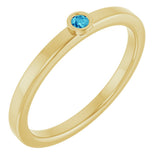 14K Gold Round Natural Blue Zircon Bezel-Set Solitaire Ring - Yellow Gold