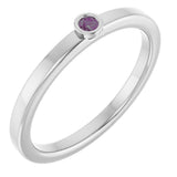 14K Gold Round Natural Alexandrite Bezel-Set Solitaire Ring - White Gold