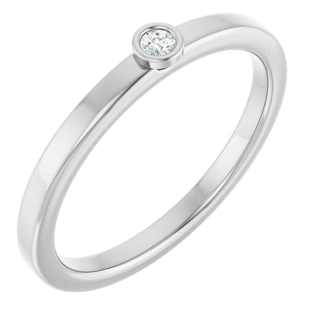 Platinum Round Natural White Sapphire Bezel-Set Solitaire Ring