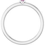 14K Gold Round Natural Pink Tourmaline Bezel-Set Solitaire Ring - White Gold - view 2
