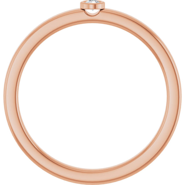 14K Gold Round Natural White Sapphire Bezel-Set Solitaire Ring - Rose Gold - view 2