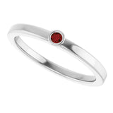 14K Gold Round Natural Mozambique Garnet Bezel-Set Solitaire Ring - White Gold - view 5