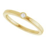 14K Gold Round Natural White Sapphire Bezel-Set Solitaire Ring - Yellow Gold - view 5