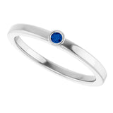 14K Gold Round Lab-Grown Blue Sapphire Bezel-Set Solitaire Ring - White Gold - view 5