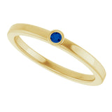 14K Gold Round Natural Blue Sapphire Bezel-Set Solitaire Ring - Yellow Gold - view 5