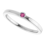14K Gold Round Natural Pink Tourmaline Bezel-Set Solitaire Ring - White Gold - view 5