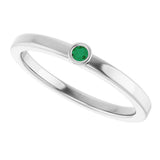 Platinum Round Natural Emerald Bezel-Set Solitaire Ring - view 5