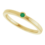 14K Gold Round Natural Emerald Bezel-Set Solitaire Ring - Yellow Gold - view 5