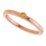 14K Gold Round Natural Citrine Bezel-Set Solitaire Ring - Rose Gold - view 5