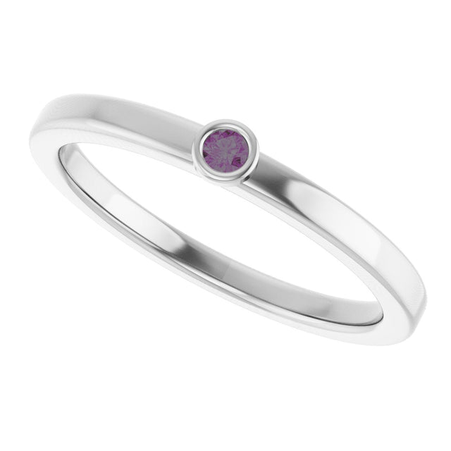 Platinum Round Natural Alexandrite Bezel-Set Solitaire Ring - view 5