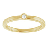 14K Gold Round Natural White Sapphire Bezel-Set Solitaire Ring - Yellow Gold - view 3