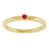 14K Gold Round Natural Ruby Bezel-Set Solitaire Ring - Yellow Gold - view 3