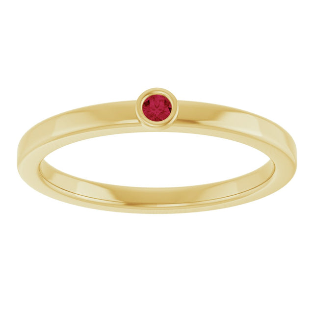 14K Gold Round Natural Ruby Bezel-Set Solitaire Ring - Yellow Gold - view 3