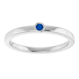 Platinum Round Natural Blue Sapphire Bezel-Set Solitaire Ring - view 3