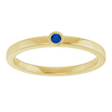 14K Gold Round Natural Blue Sapphire Bezel-Set Solitaire Ring - Yellow Gold - view 3
