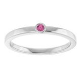 Platinum Round Natural Pink Tourmaline Bezel-Set Solitaire Ring - view 3