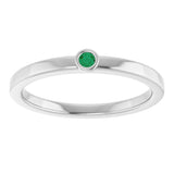 Platinum Round Natural Emerald Bezel-Set Solitaire Ring - view 3
