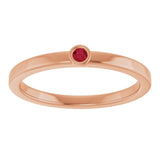 14K Gold Round Natural Ruby Bezel-Set Solitaire Ring - Rose Gold - view 3