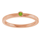 14K Gold Round Natural Peridot Bezel-Set Solitaire Ring - Rose Gold - view 3