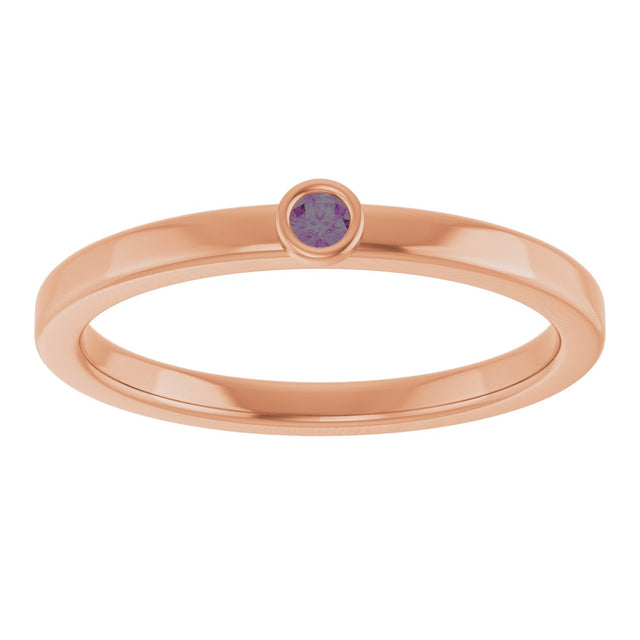 14K Gold Round Natural Alexandrite Bezel-Set Solitaire Ring - Rose Gold - view 3
