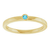 14K Gold Round Natural Aquamarine Bezel-Set Solitaire Ring - Yellow Gold - view 3