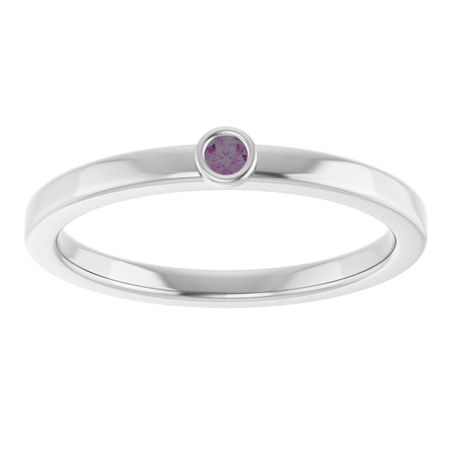Platinum Round Natural Alexandrite Bezel-Set Solitaire Ring - view 3