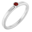 Platinum Round Natural Mozambique Garnet Bezel-Set Solitaire Ring
