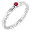 Platinum Round Natural Ruby Bezel-Set Solitaire Ring