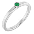 Platinum Round Natural Emerald Bezel-Set Solitaire Ring