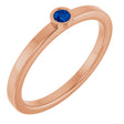 14K Gold Round Natural Blue Sapphire Bezel-Set Solitaire Ring - Rose Gold