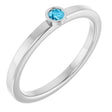 Platinum Round Natural Aquamarine Bezel-Set Solitaire Ring