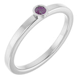 Platinum Round Natural Alexandrite Bezel-Set Solitaire Ring