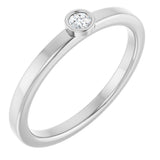 14K Gold Round Natural White Sapphire Bezel-Set Solitaire Ring - White Gold