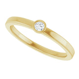 14K Gold Round Natural White Sapphire Bezel-Set Solitaire Ring - Yellow Gold - view 5