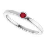 Platinum Round Natural Ruby Bezel-Set Solitaire Ring - view 5