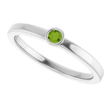 Platinum Round Natural Peridot Bezel-Set Solitaire Ring - view 5