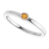 14K Gold Round Natural Citrine Bezel-Set Solitaire Ring - White Gold - view 5