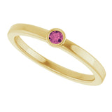 14K Gold Round Natural Pink Tourmaline Bezel-Set Solitaire Ring - Yellow Gold - view 5