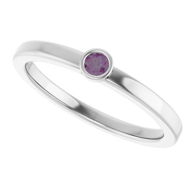 Platinum Round Natural Alexandrite Bezel-Set Solitaire Ring - view 5