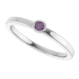 Platinum Round Lab-Grown Alexandrite Bezel-Set Solitaire Ring - view 5