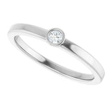 14K Gold Round Natural White Sapphire Bezel-Set Solitaire Ring - White Gold - view 5