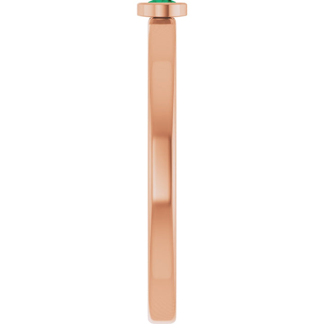 14K Gold Round Lab-Grown Emerald Bezel-Set Solitaire Ring - Rose Gold - view 4