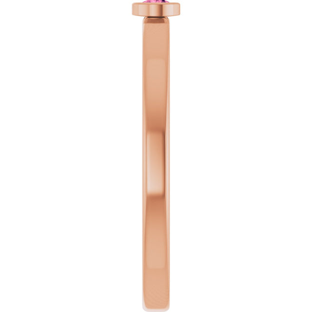 14K Gold Round Natural Pink Tourmaline Bezel-Set Solitaire Ring - Rose Gold - view 4